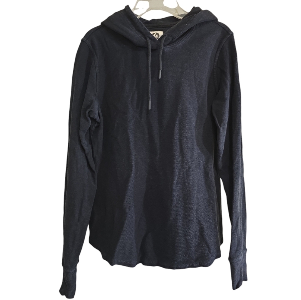 American Giant Long Sleeve Hooded Shirt in Black XS 100% Cotton Thick Textured